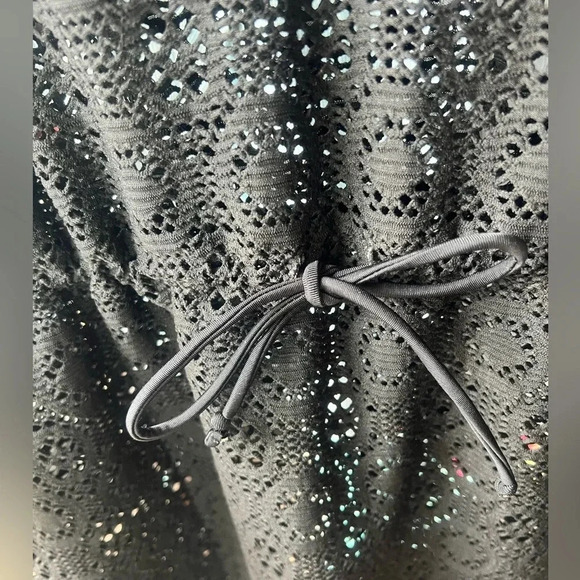 Islander swimsuit coverup black lace mini length drawstring size medium - Picture 4 of 7